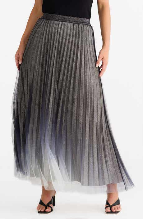 Brave+True West End Sparkle Pleated Ombré Maxi Skirt