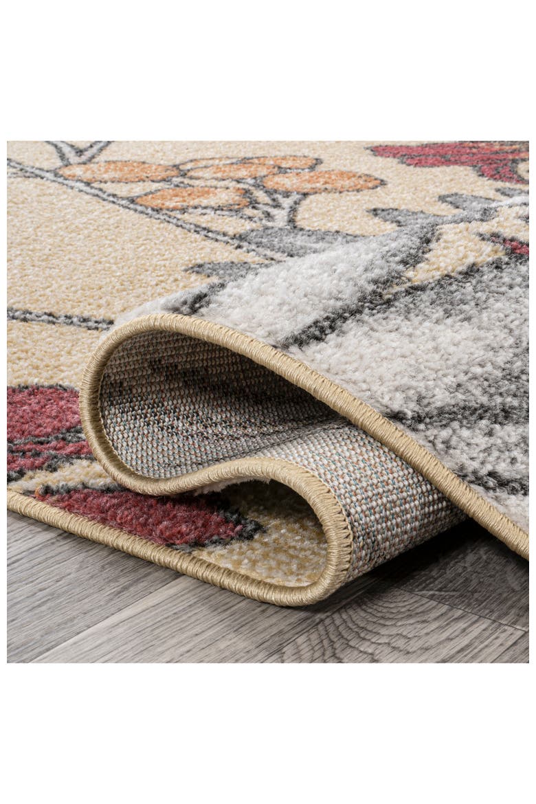 Giglio Modern Botanical Flower Area Rug, Alternate, color, Yellow/Ivory/Red