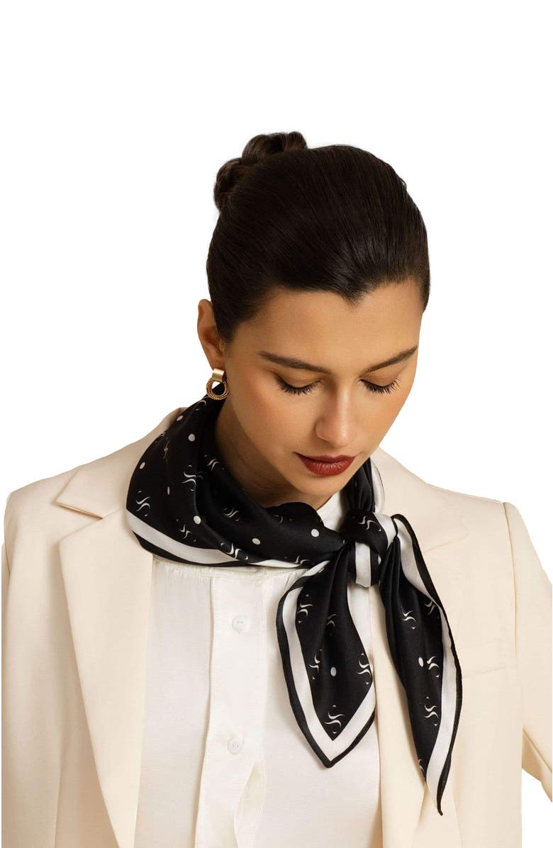 SILKSILKY Pure Silk Impression Square Scarf, Alternate, color, Black