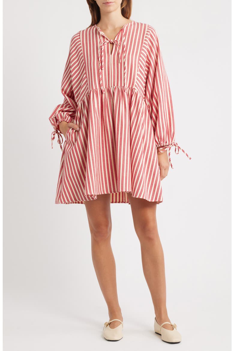 Huxley Long Sleeve Babydoll Dress, Main, color, ROUGE