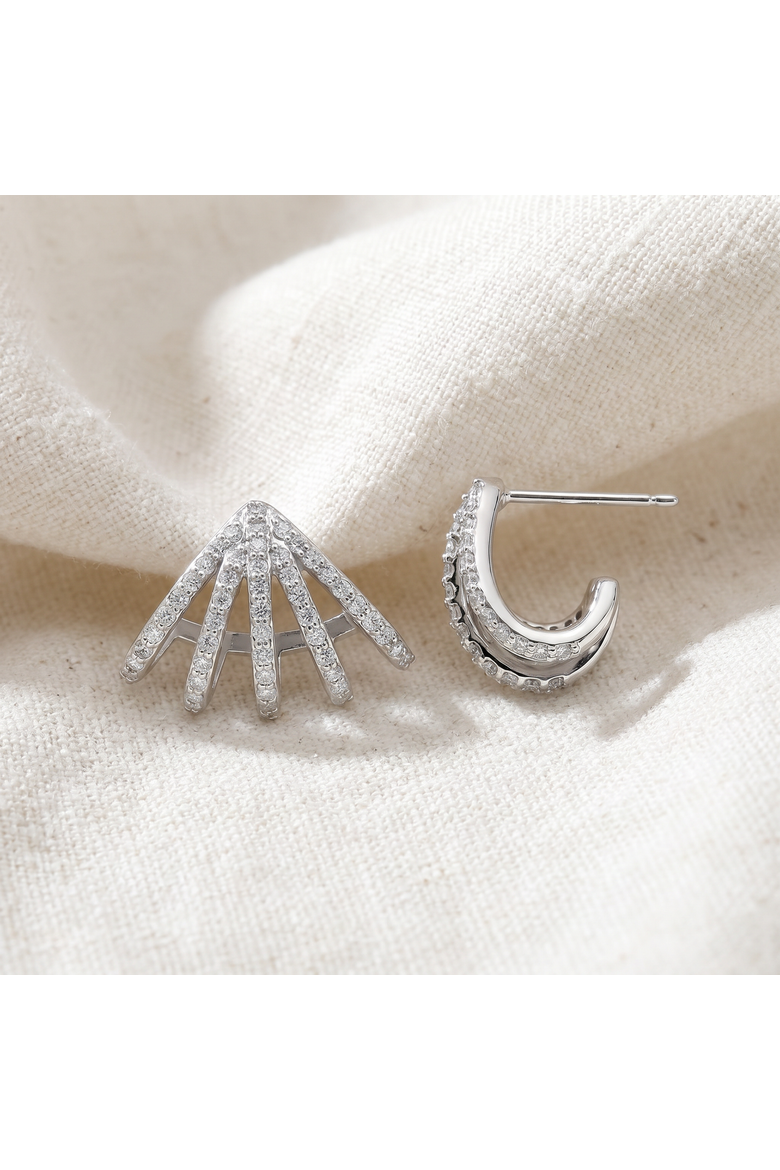 1 Ct Diamond Burst Studs Womens Huggie Earrings 14k Gold Lab Grown, Alternate, color, 14k White Gold