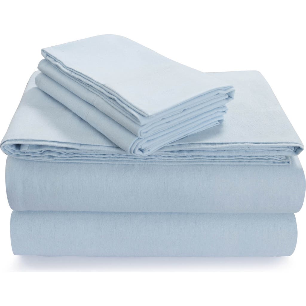 Azores Home Solid Flannel Sheet Set In Blue