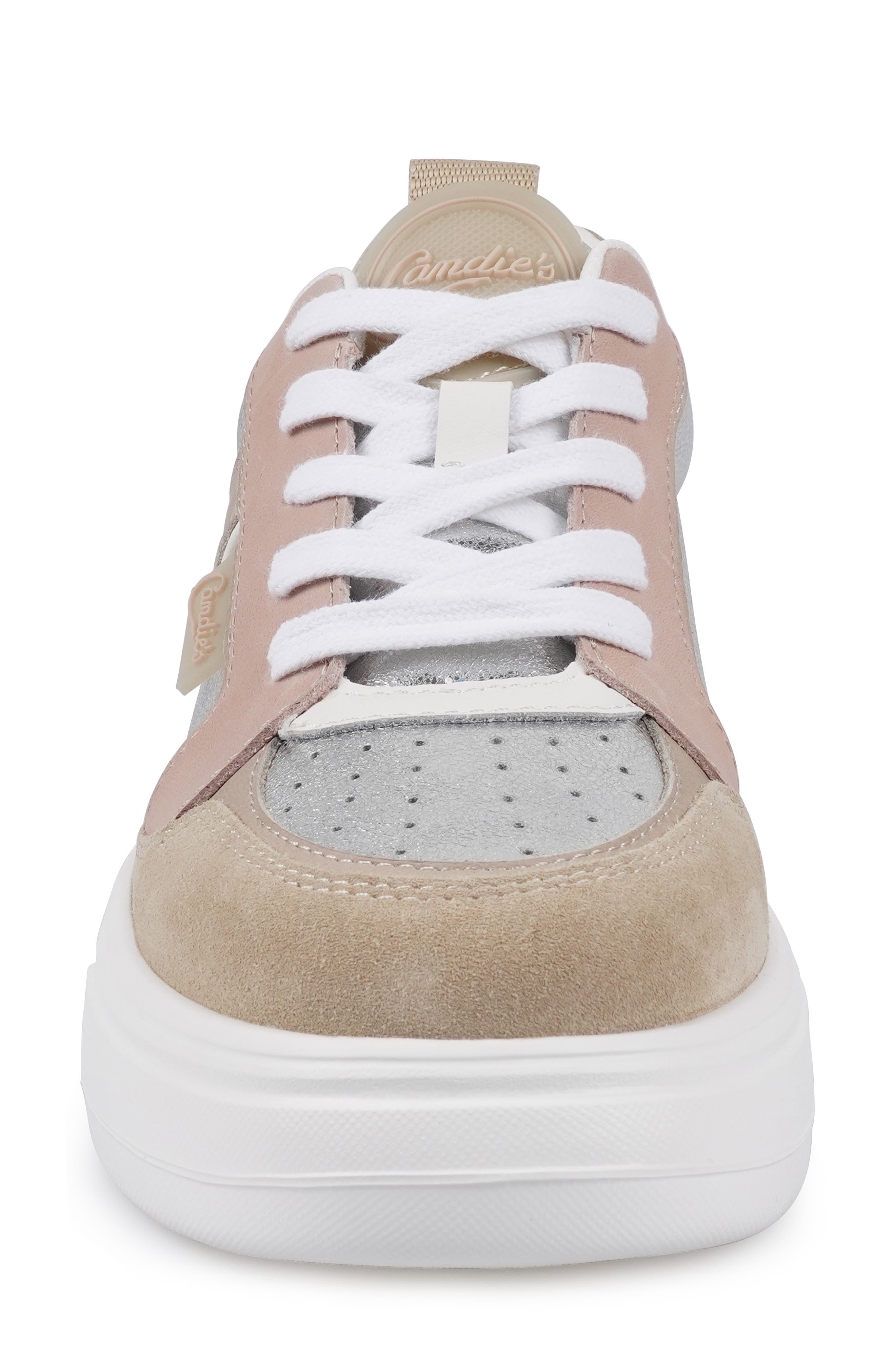 Candie
s Lancer Platform Sneaker, Alternate, color, Natural/ Silver