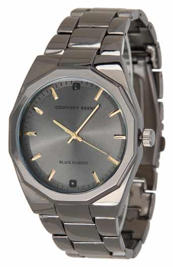 GEOFFREY BEENE Black Diamond Bracelet Watch, 41mm