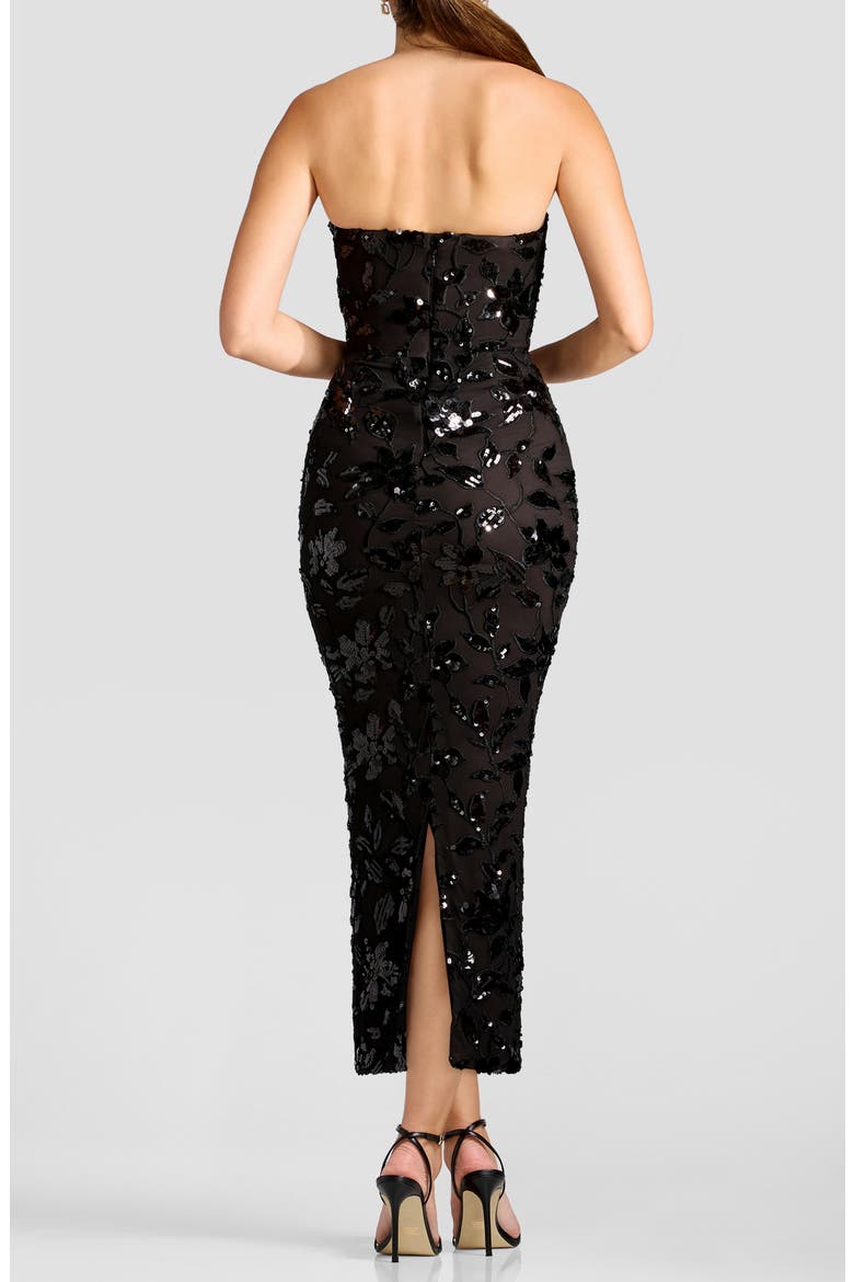 Cosette Sequin Floral Strapless Cocktail Sheath Dress, Alternate, color, BLACK-MOCHA