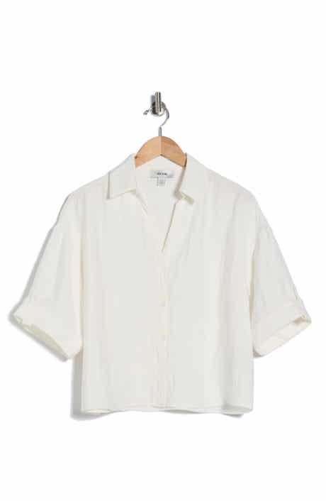 JASON WU Three-Quarter Sleeve Tab Button-Up Shirt