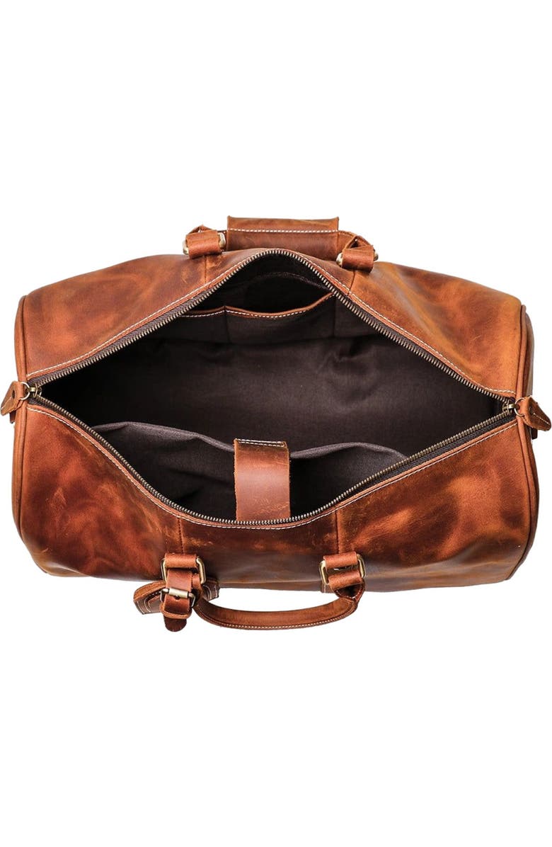 STEEL HORSE LEATHER The Brandt Weekender | Small Leather Duffle Bag, Alternate, color, Brown