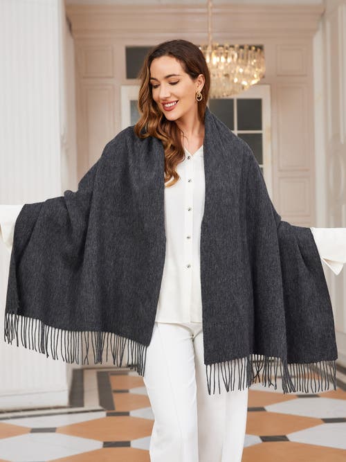 Silksilky Pure Wool Scarf Shawl In Gray