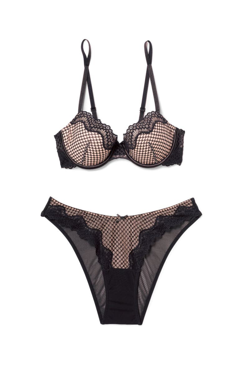 Rubie Push Up Demi Bra, Alternate, color, Black