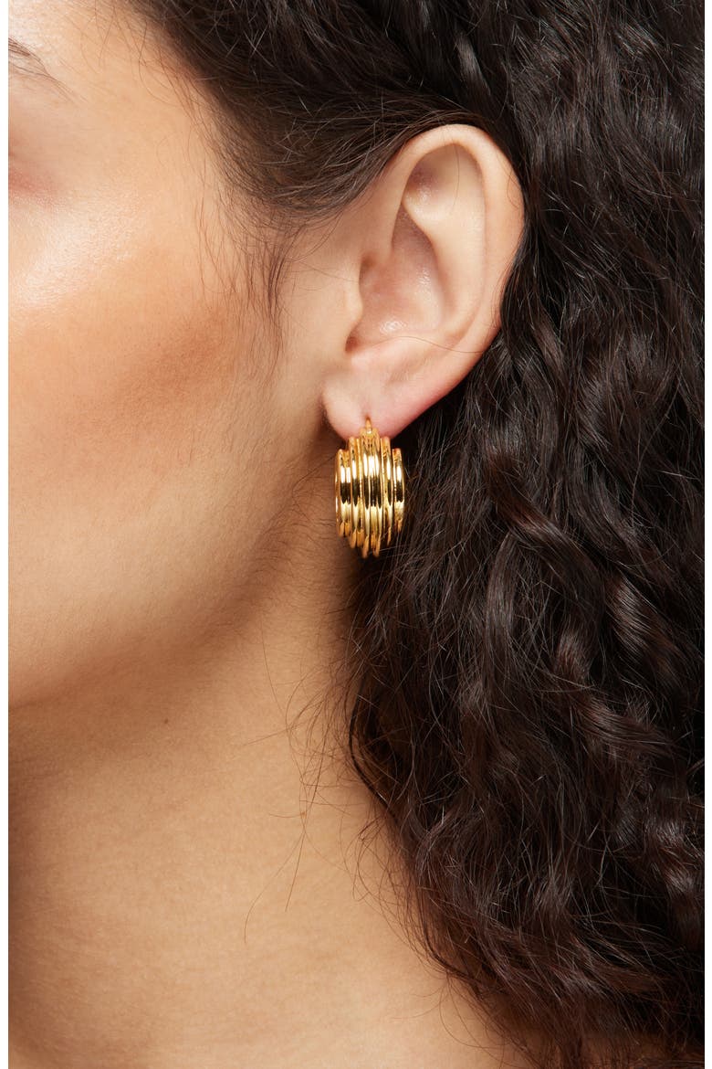 x Lucy Williams Chunky Ridge Hoop Earrings, Alternate, color, GOLD
