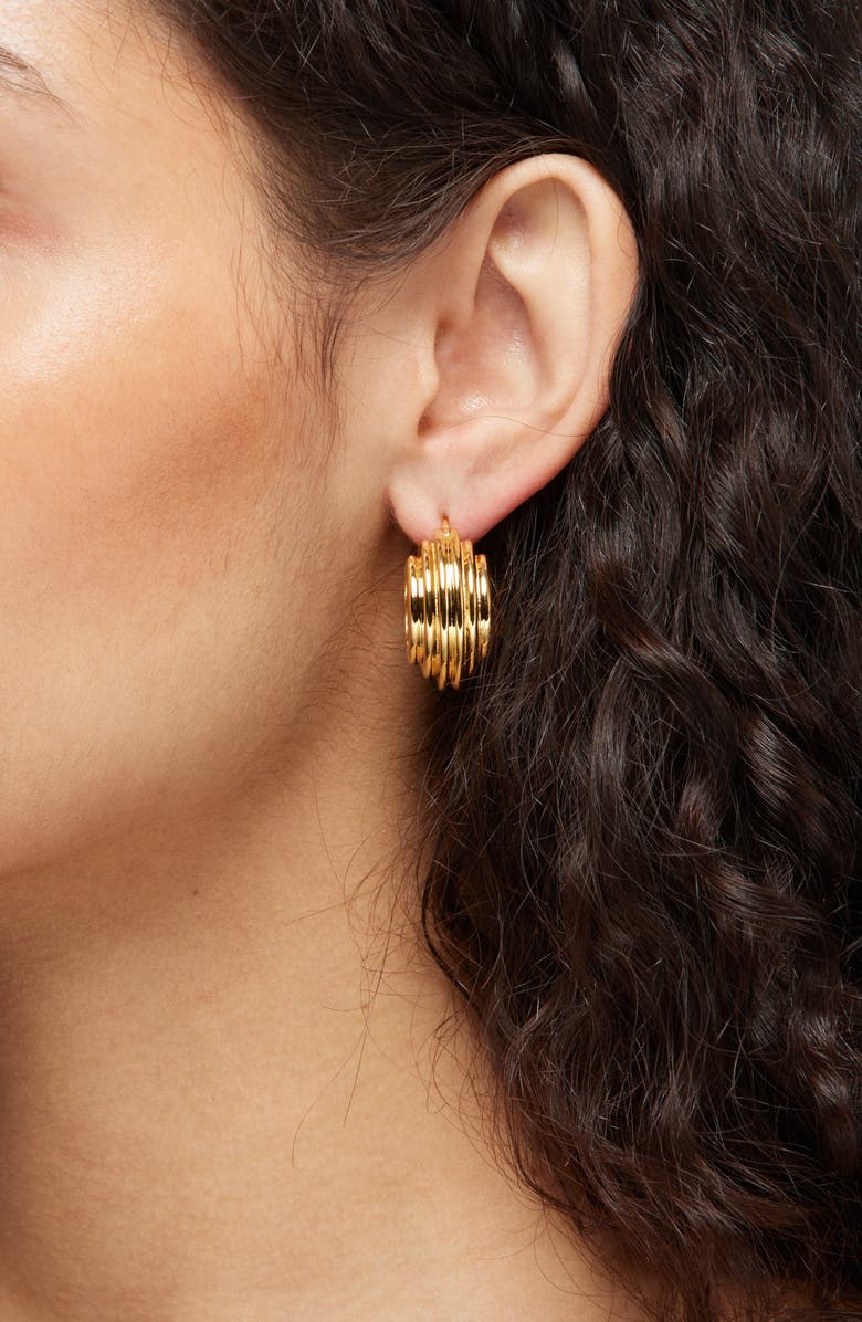 Missoma x Lucy Williams Chunky Ridge Hoop Earrings, Alternate, color, Gold