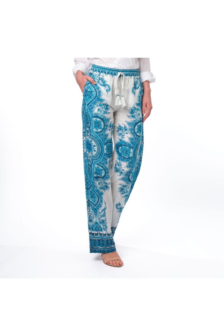 Seraphine Pants, Alternate, color, White/Teal