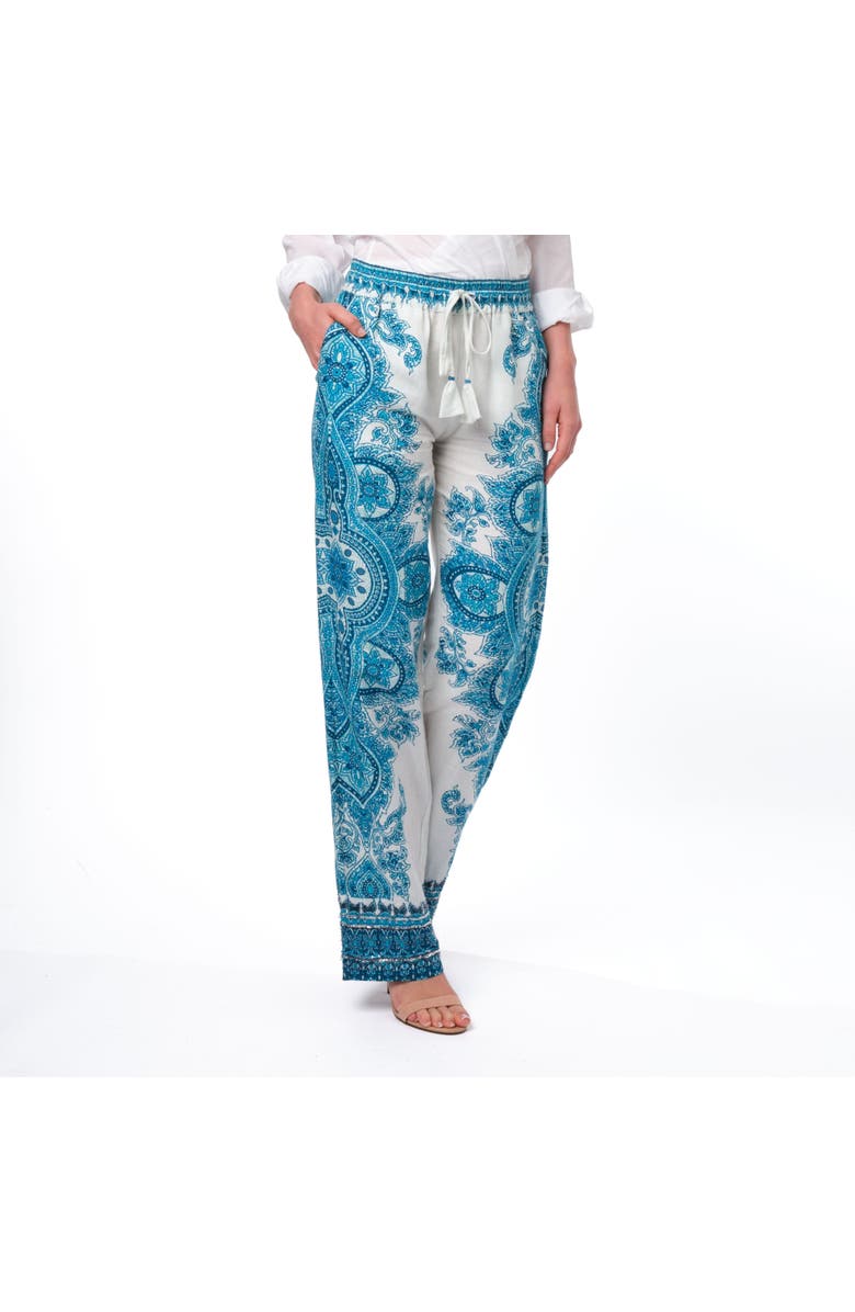 Calypso St. Barth Seraphine Pants, Alternate, color, White/Teal