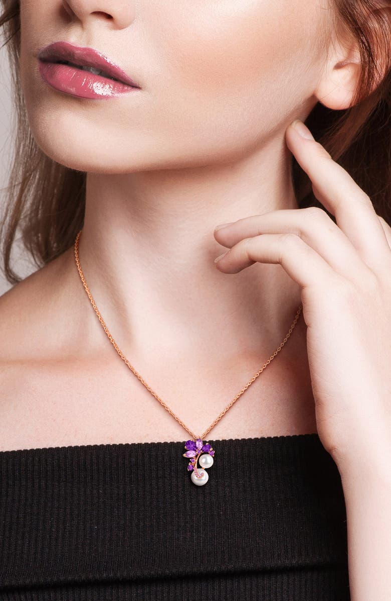 DELMAR 8-9mm Cultured Freshwater Pearl Pendant Necklace, Alternate, color, Purple