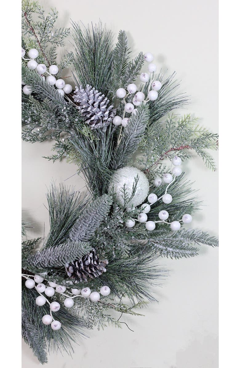 Northlight Frosted Mixed Pine and Pine Cone Artificial Christmas Wreath, 24-inch, Unlit, Alternate, color, Green