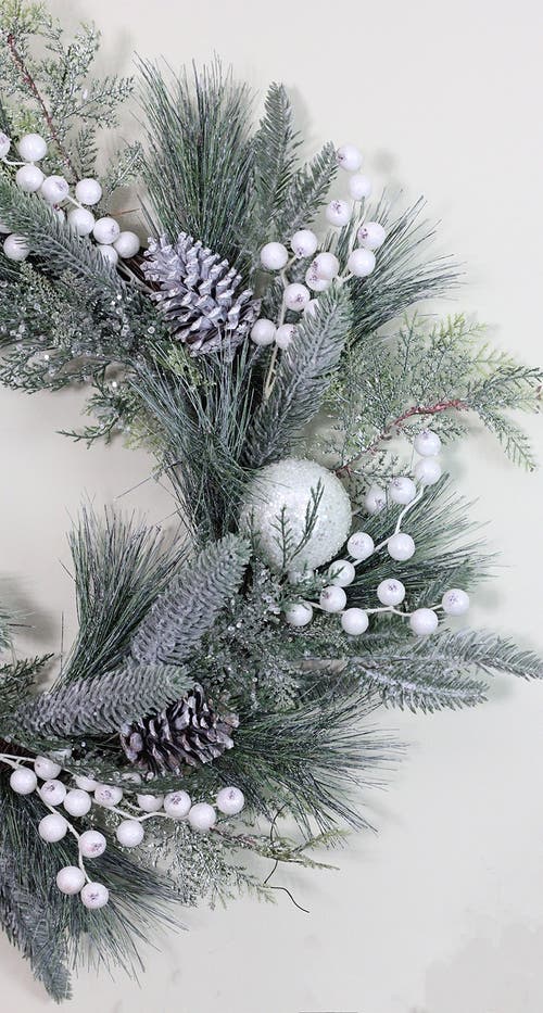 Northlight Frosted Mixed Pine And Pine Cone Artificial Christmas Wreath, 24-inch, Unlit In Green