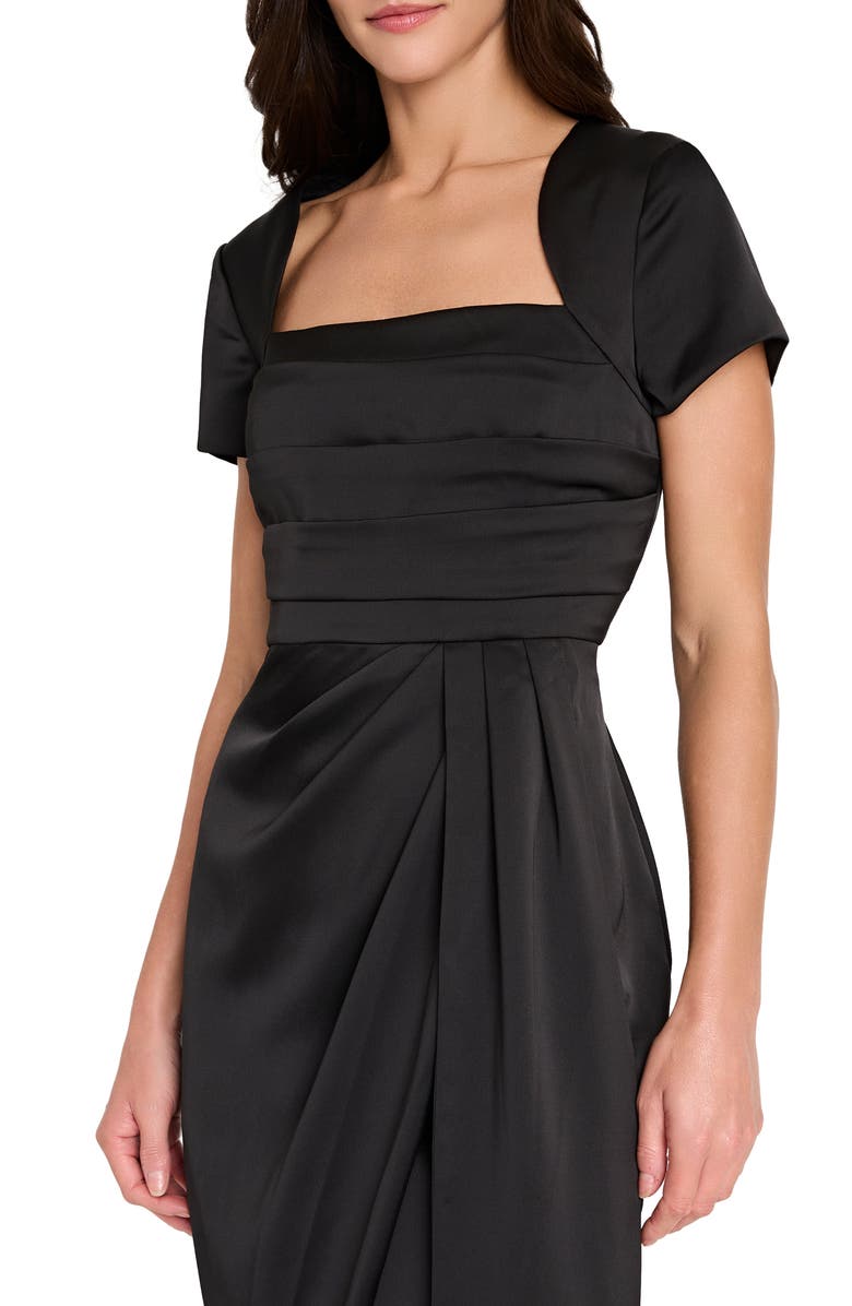 Tahari ASL Pleated Bodice Cocktail Dress, Alternate, color, Black