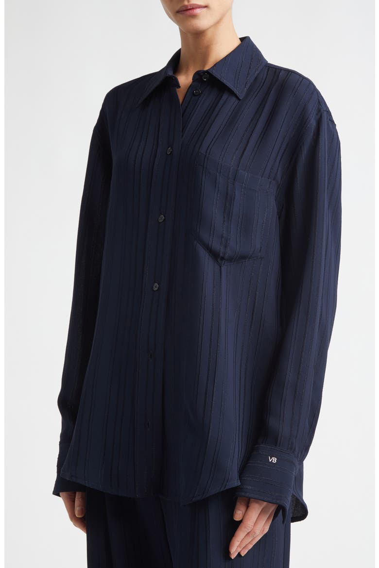 Pyjama Stripe Button-Up Shirt, Alternate, color, NAVY