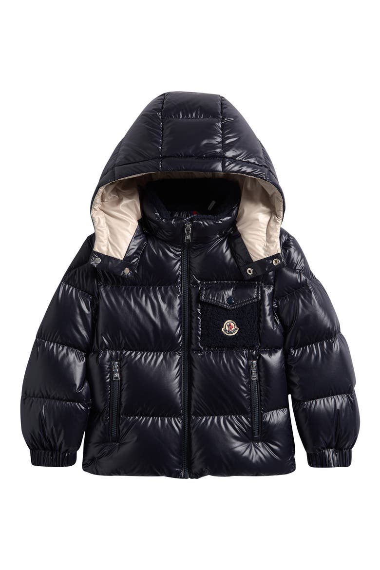 Kids' Yule Hooded Down Puffer Jacket, Main, color, NAVY