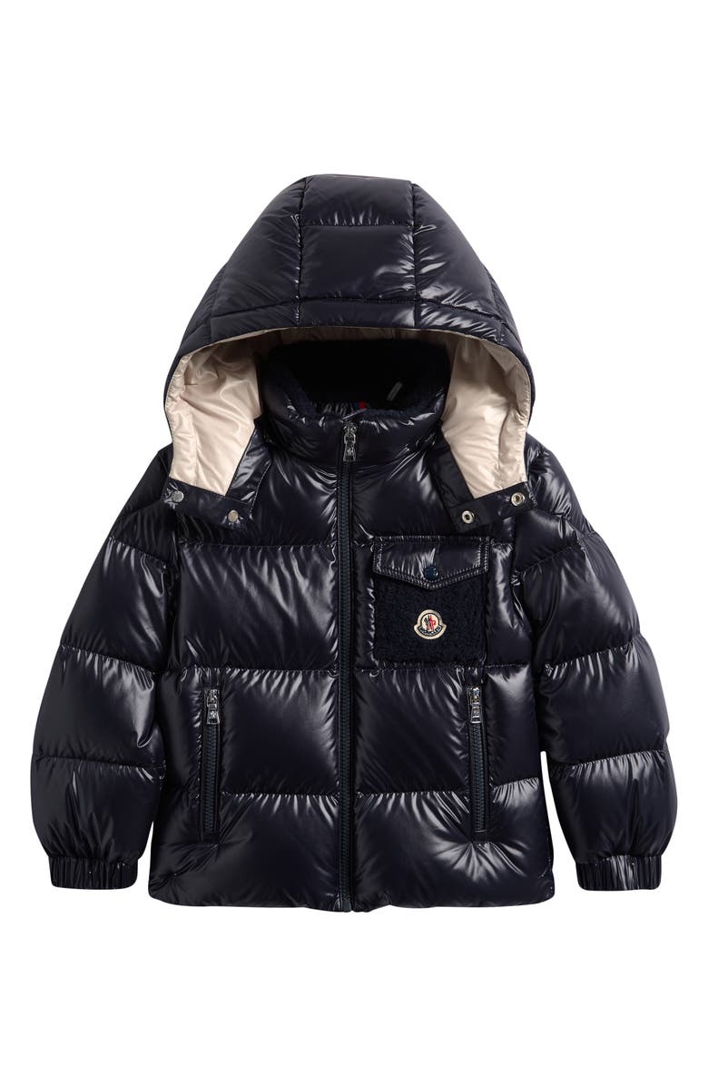 Moncler Kids' Yule Hooded Down Puffer Jacket, Main, color, Navy