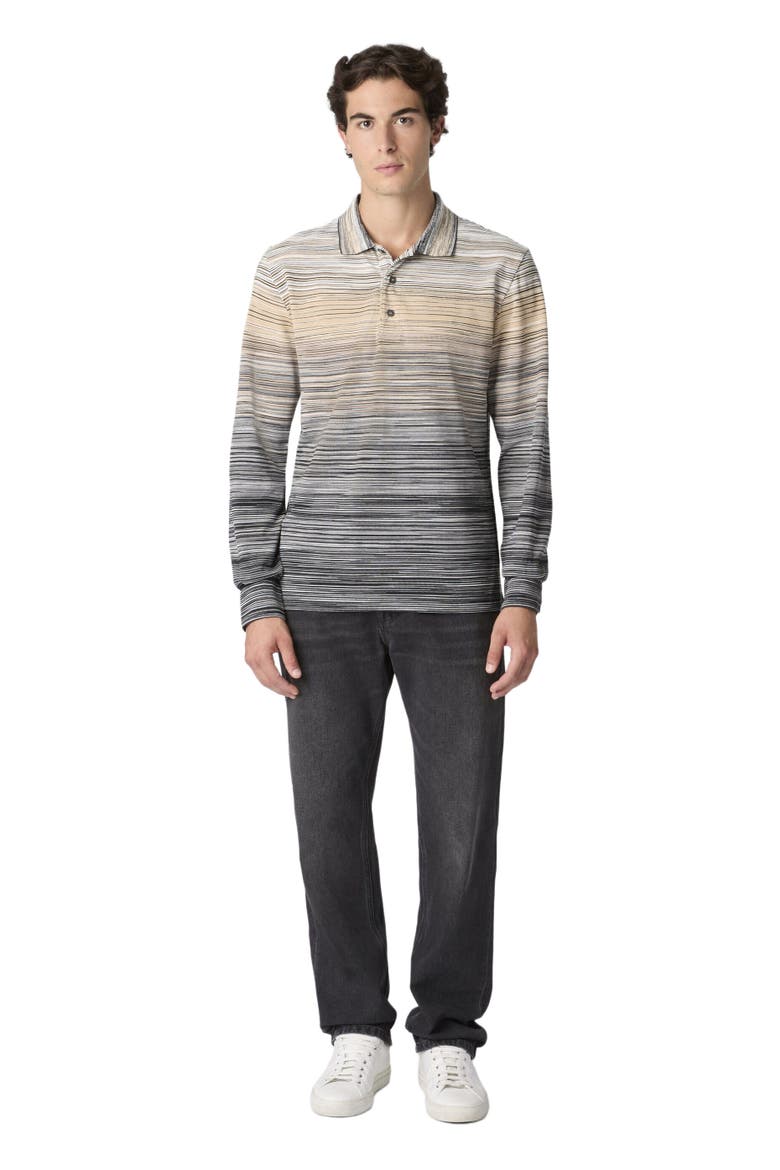 Long Sleeve Polo With Flame Knit, Main, color, Grey