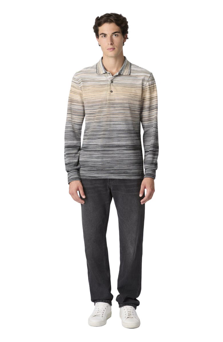 Missoni Long Sleeve Polo With Flame Knit, Main, color, Grey