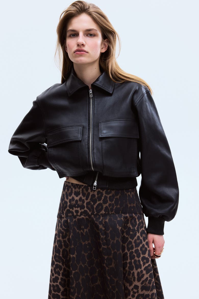 Flared Twill Skirt, Alternate, color, Dark brown/leopard print