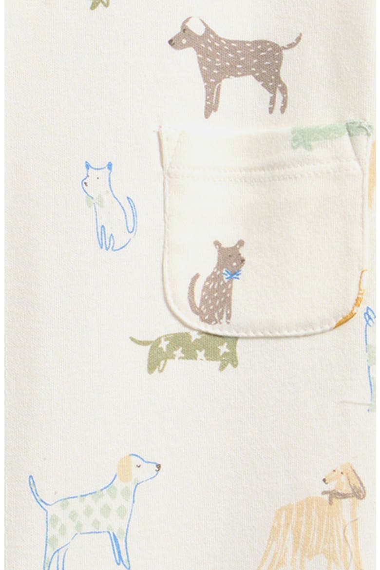 Critter Print Organic Cotton Henley Romper, Alternate, color, DOG DAYS