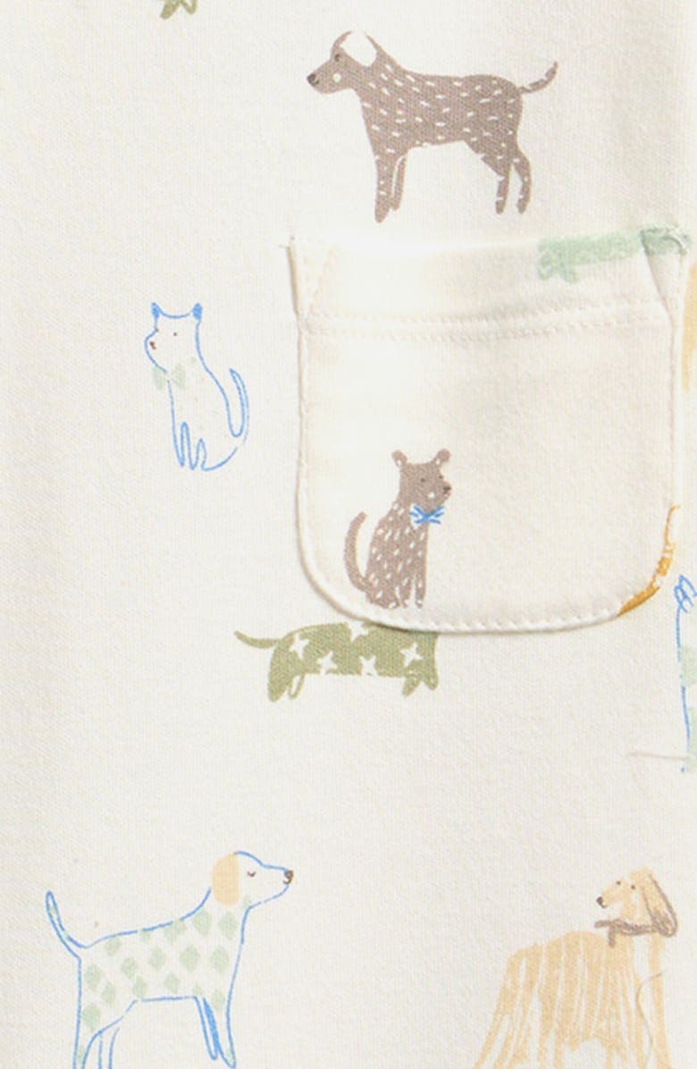 Pehr Critter Print Organic Cotton Henley Romper, Alternate, color, Dog Days