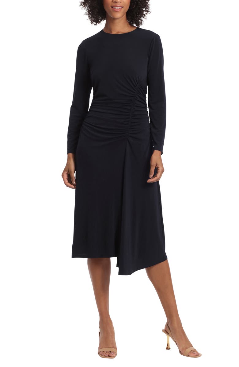 Maggy London Ruched Long Sleeve Midi Dress, Main, color,