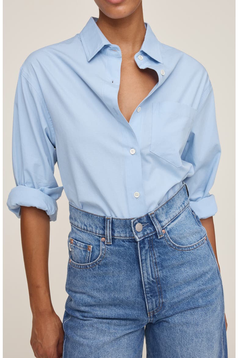 Faye Oversize Button-Up Shirt, Main, color, LIGHT BLUE POPLIN