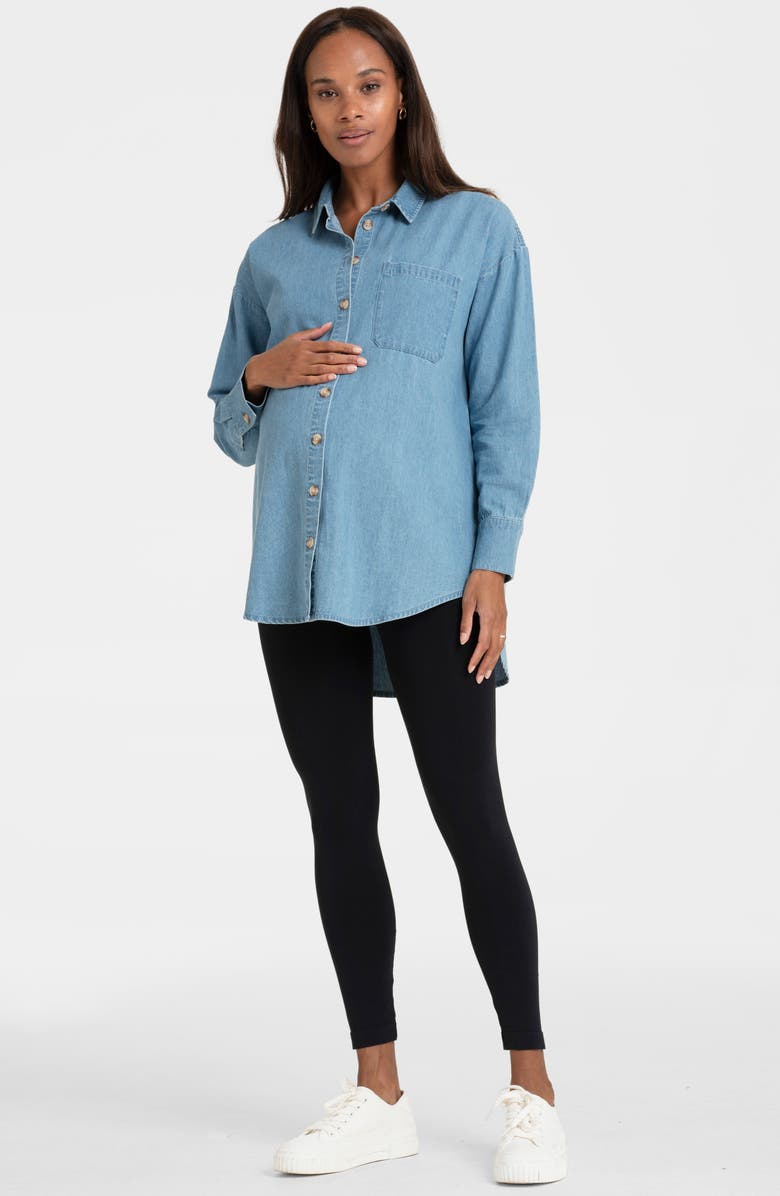 Seraphine Denim Button-Up Maternity Shirt, Alternate, color, 