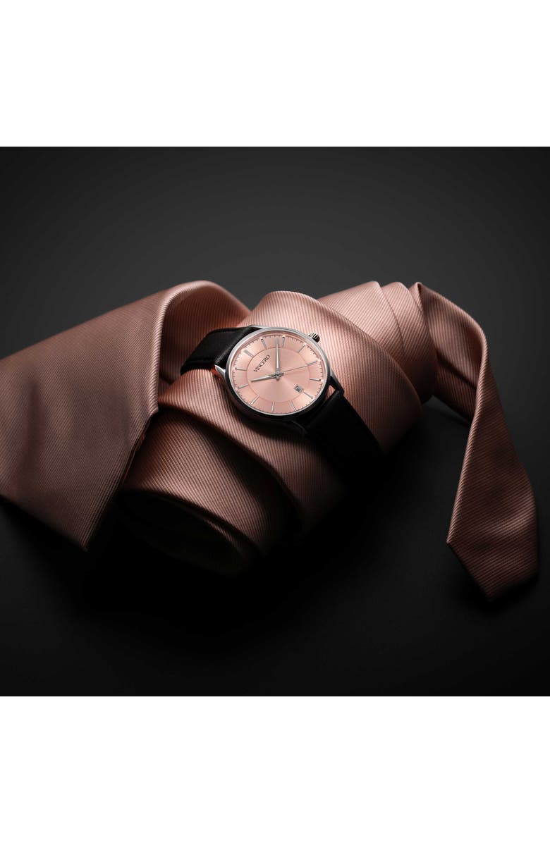 Vincero Kairos Leather Strap Watch, 38mm, Alternate, color, Salmon