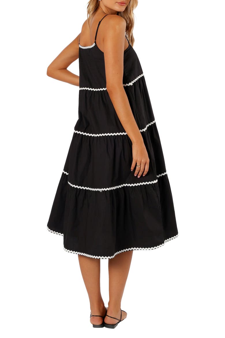 Loella Tiered Midi Dress, Alternate, color, BLACK