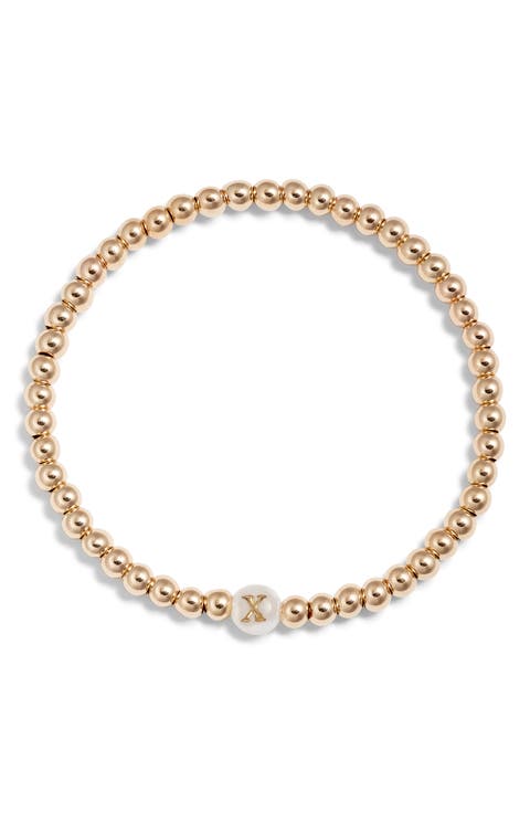 Mother of Pearl Initial Beaded Bracelet