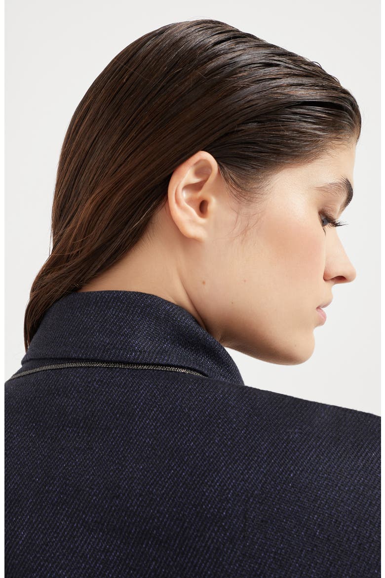 Crop caban jacket with monili, Alternate, color, Navy Blue