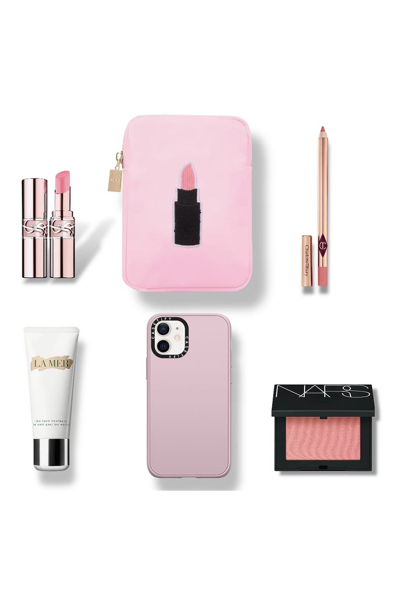 Mini Lipstick Cosmetics Bag, Alternate, color, BABY PINK