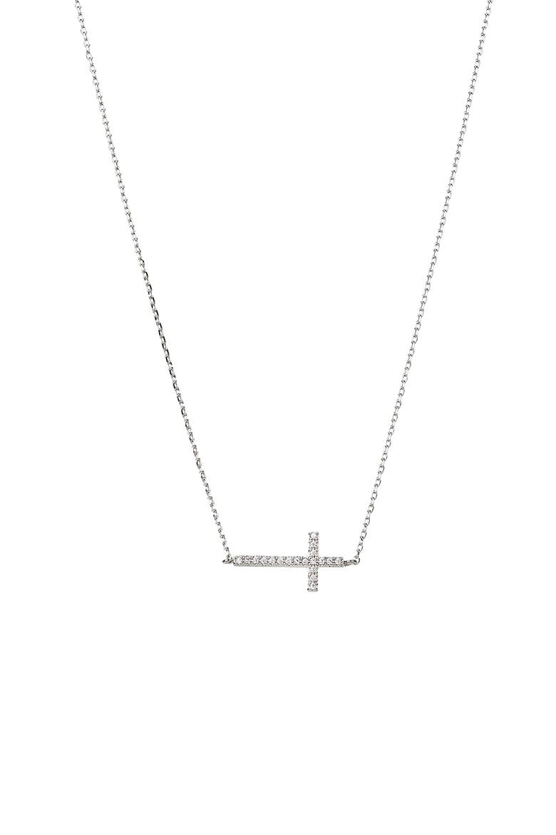 Sterling Silver 18k Gold Plated Elowen Horizontal Cross Necklace Gift Idea, Main, color, Silver