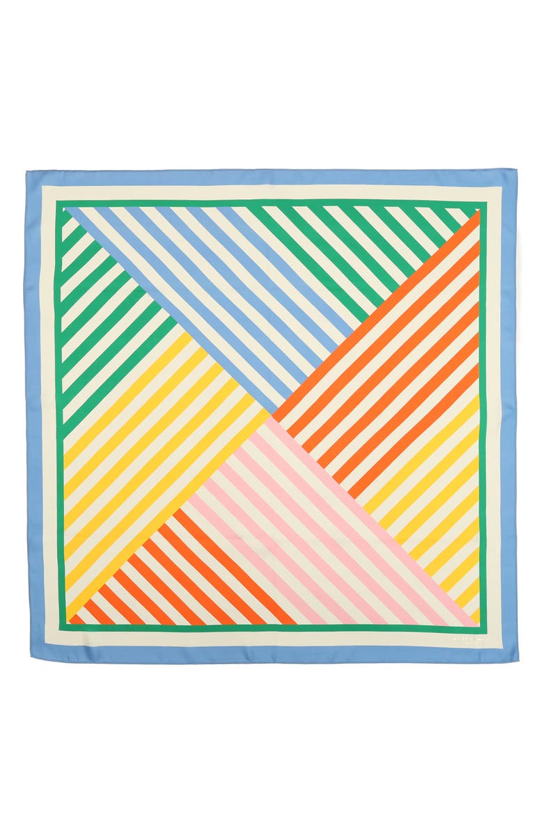 Kurt Geiger London Herringbone Mixed Strip Square Silk Scarf, Alternate, color, 