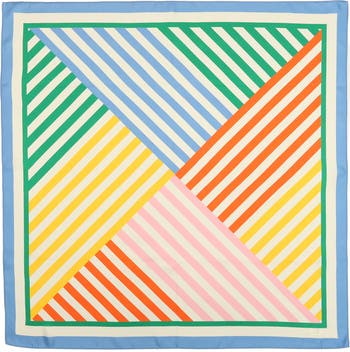 Herringbone Mixed Strip Square Silk Scarf