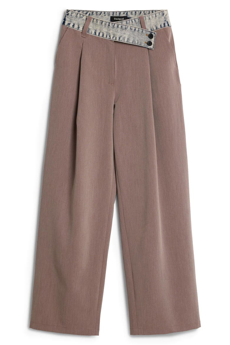 Mixed Media Pleat Pants, Alternate, color, PINK