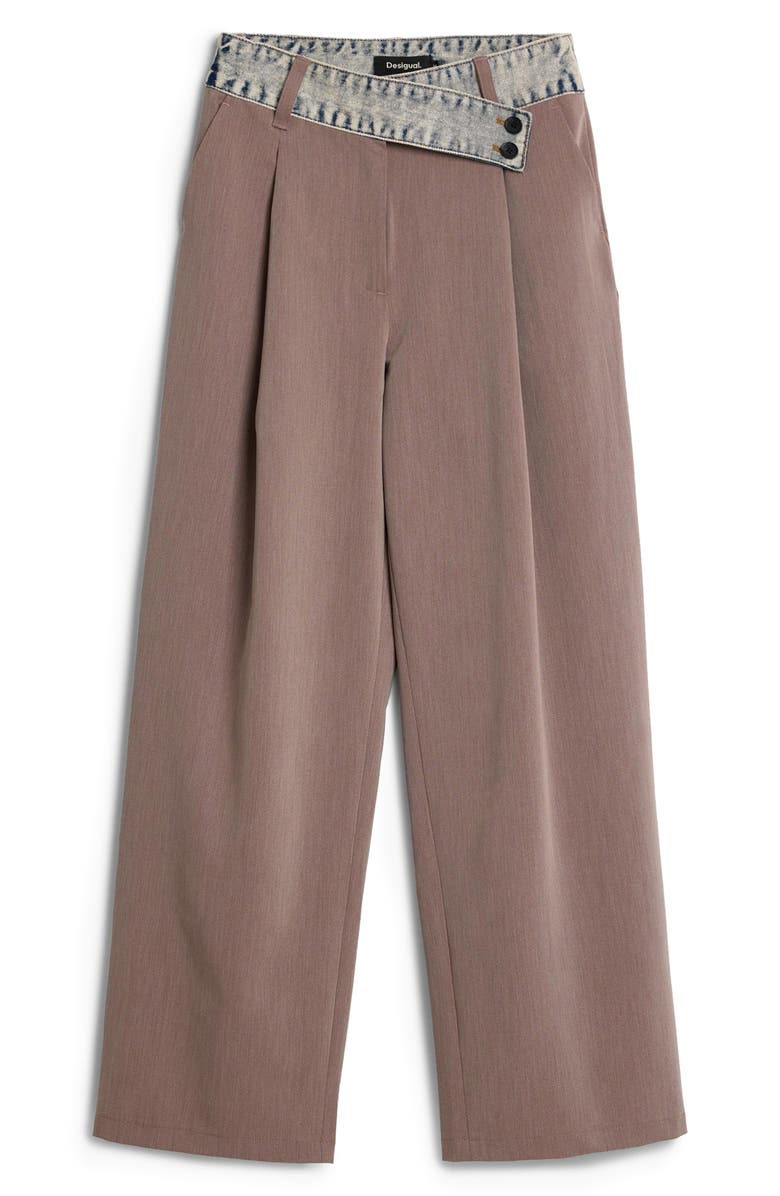 Desigual Mixed Media Pleat Pants, Alternate, color, Pink