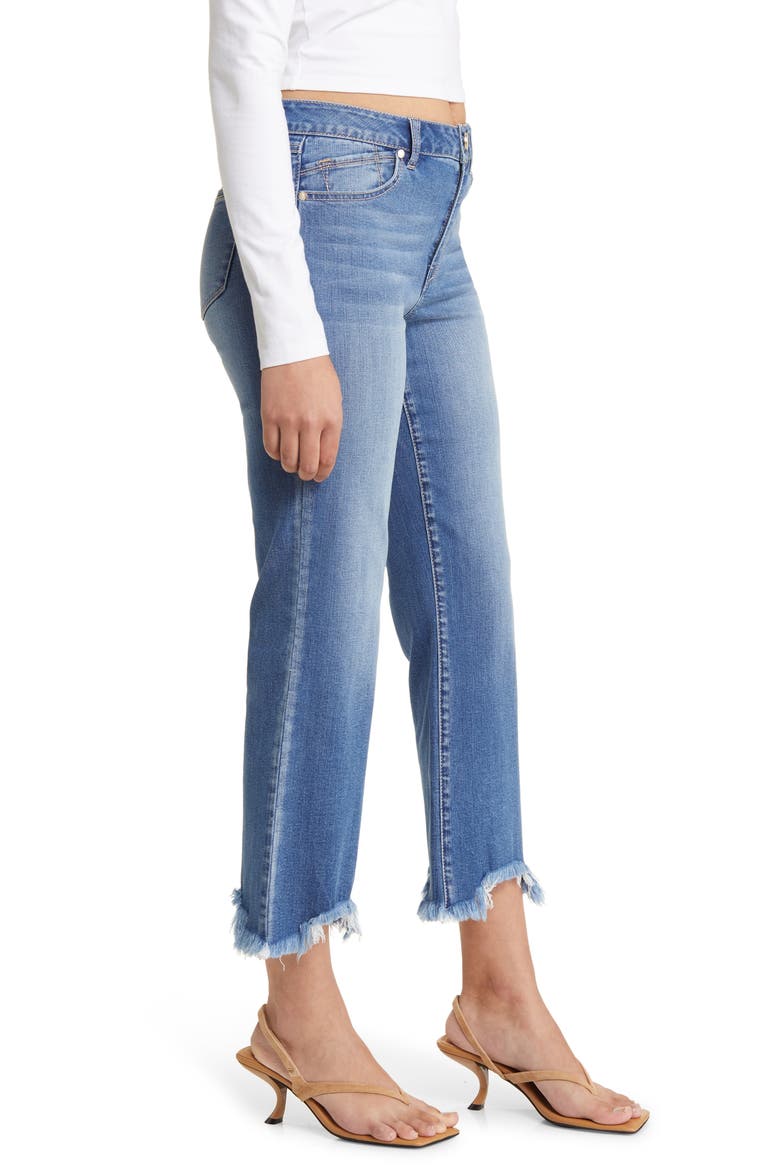 High Waist Raw Hem Jeans, Alternate, color, HUGH
