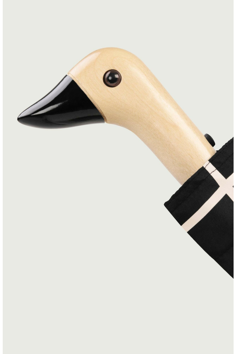 Eco-Friendly Compact Duck Umbrella, Alternate, color, Black / White Grid