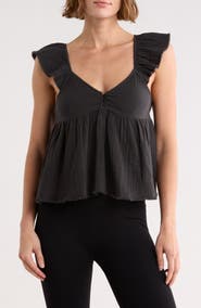 Abound Cotton Gauze Flutter Sleeve Babydoll Top