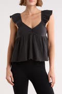 Abound Cotton Gauze Flutter Sleeve Babydoll Top