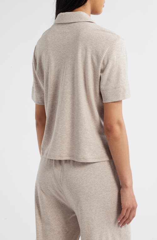 Shop Eileen Fisher Sleep Notch Collar Short Sleeve Organic Cotton Pajama Top In Wheat