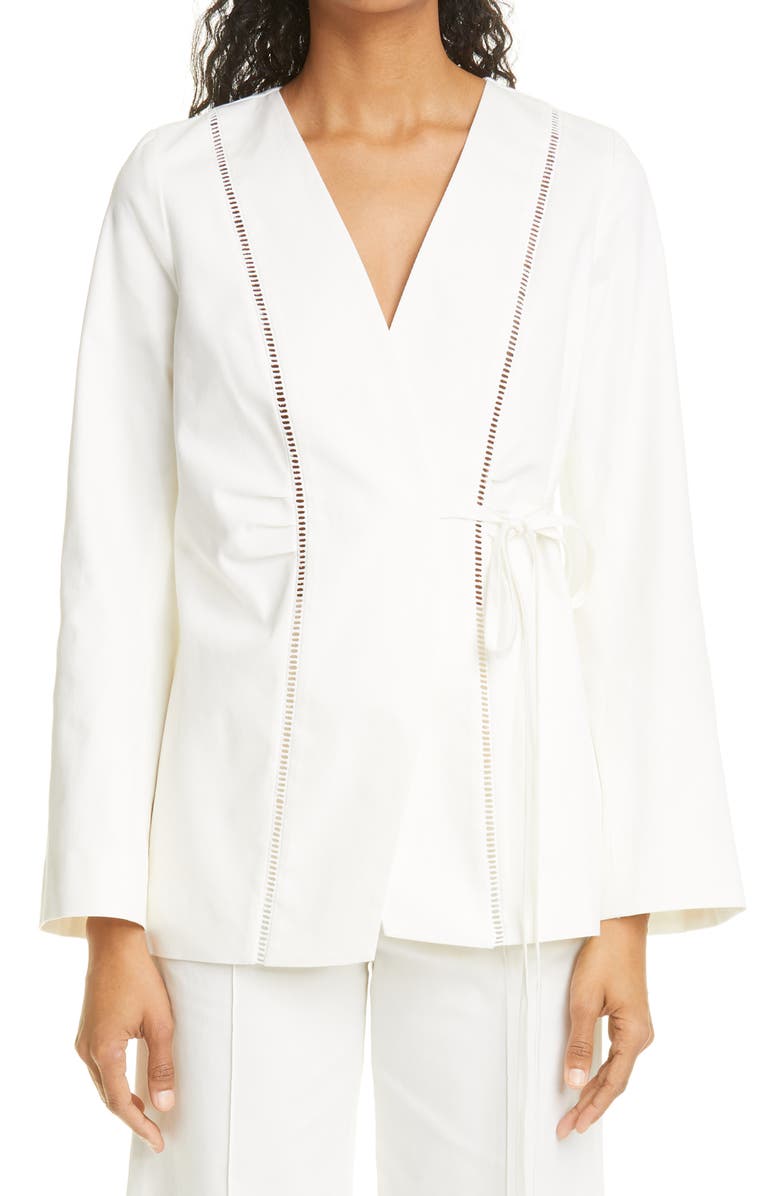 Merlette Alta Side Tie Stretch Cotton Twill Jacket, Main, color, 