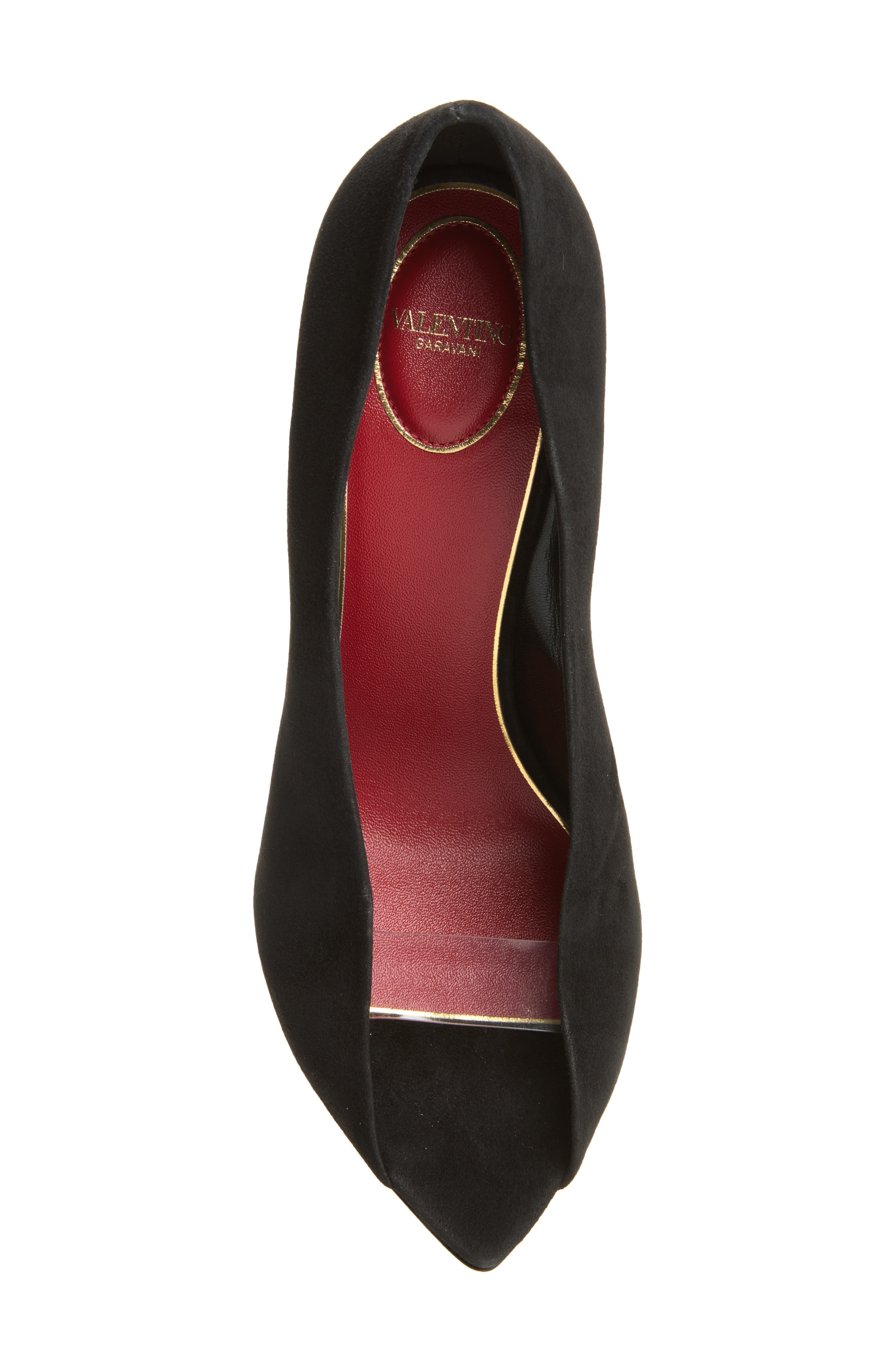 Valentino Garavani Open Toe Révélé Suede Pump, Alternate, color, Black