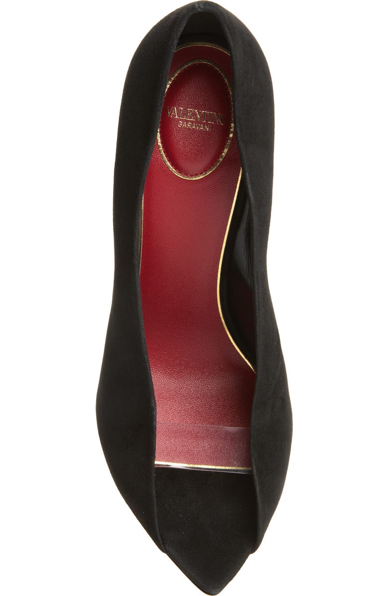 Valentino Garavani Open Toe Révélé Suede Pump, Alternate, color, Black